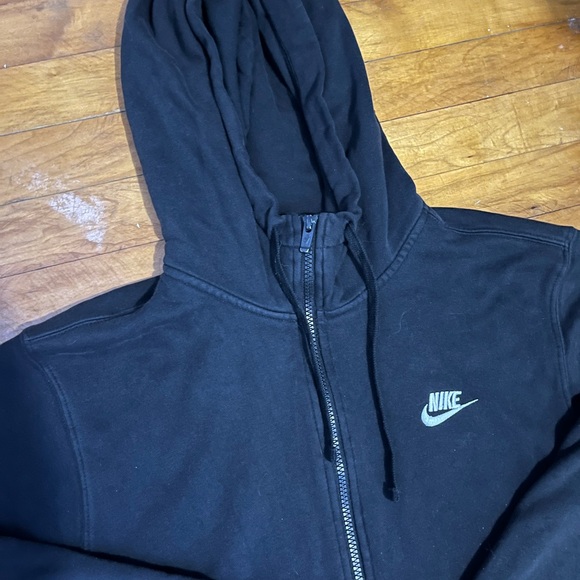 Nike Other - Nike Black Full-Zip Hooded Sweatshirt with White Swoosh Mens Small